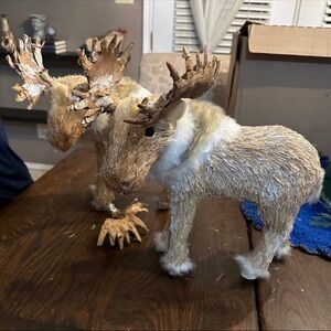 Rustic Tan and Brown Holiday Moose Decor